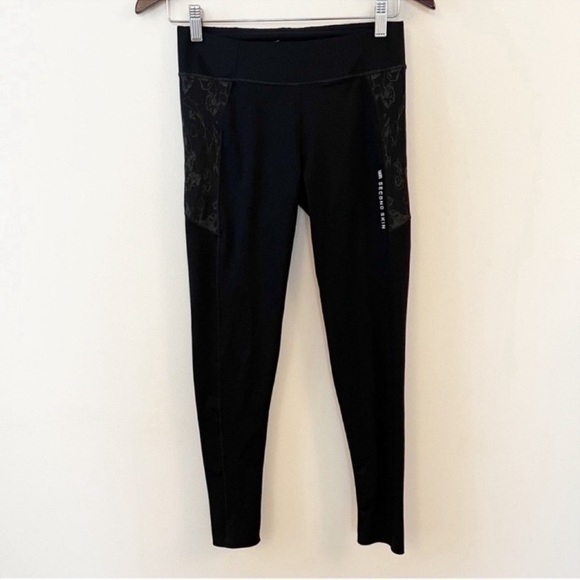 Second Skin Black High Rise Athletic Leggings Size XS Workout Skinny leg - Picture 1 of 9